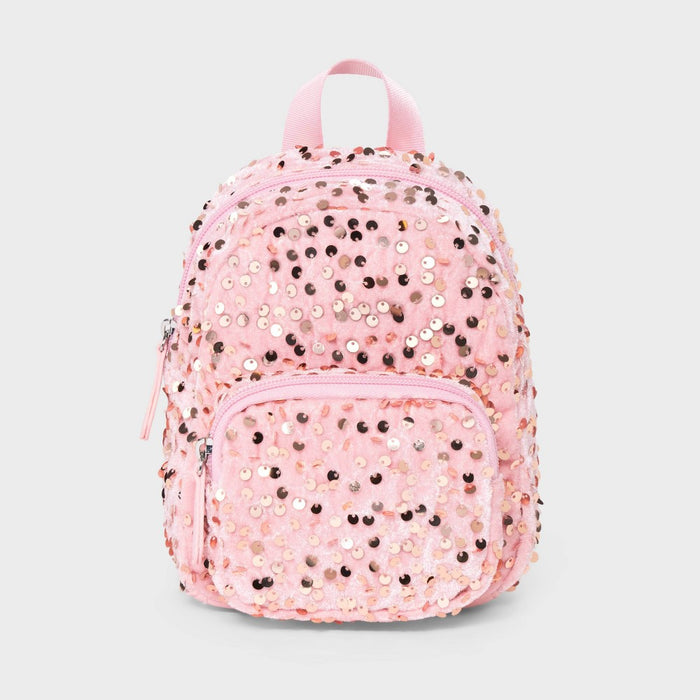 Girls' Mini Sequin Velvet Backpack - Cat & Jack Pink