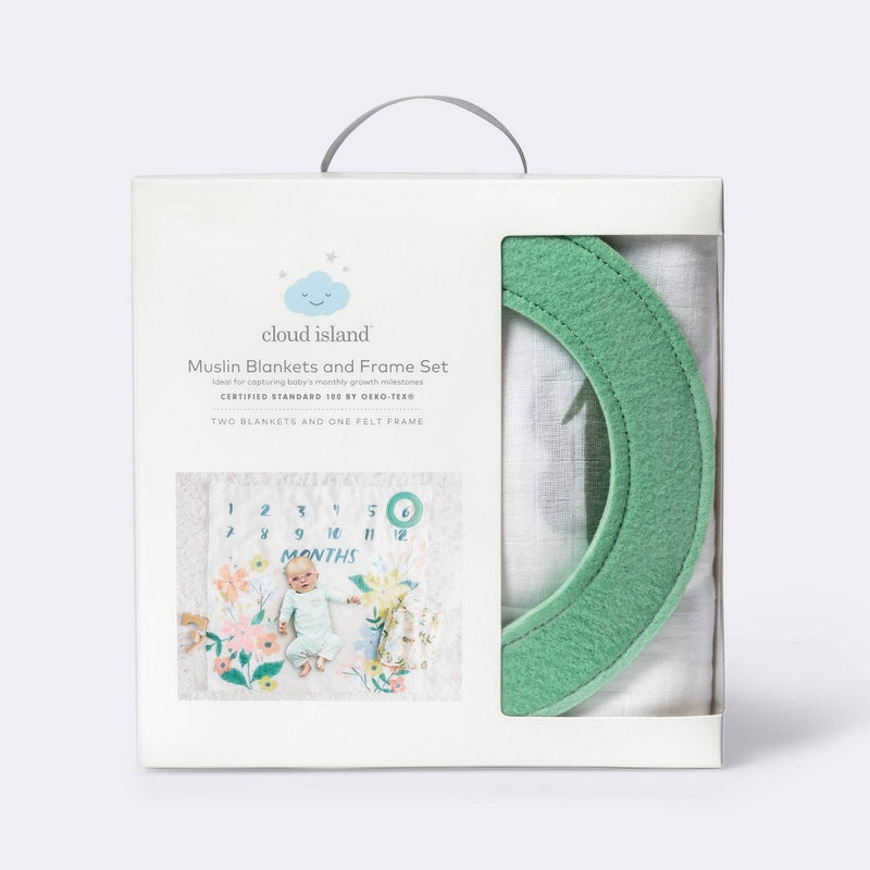 Muslin Blanket with Felt Frame Meadow - Cloud Island