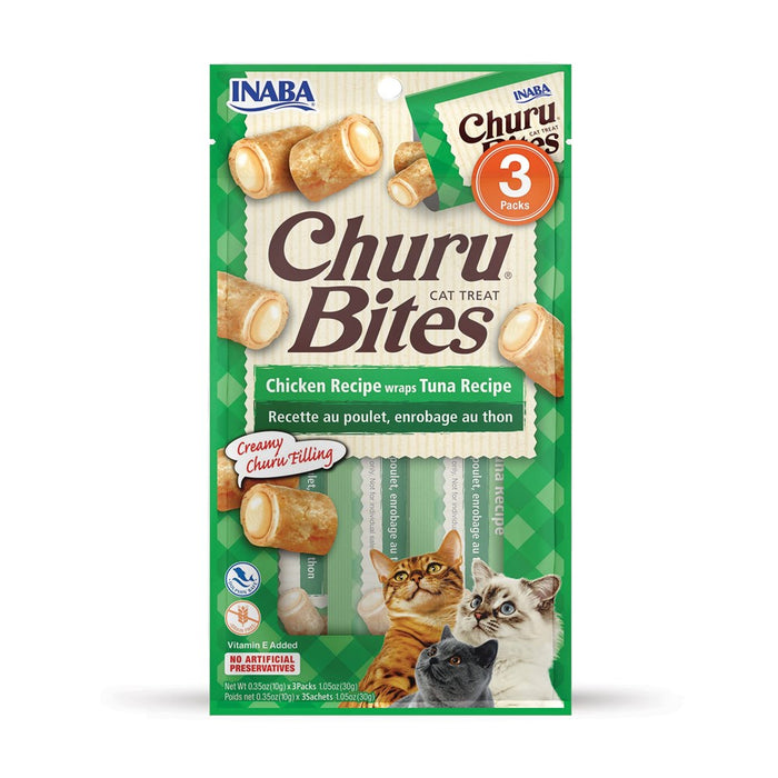 INABA Churu Bites Chicken Wraps Tuna Recipe Cat Treats, 1.05 Oz.