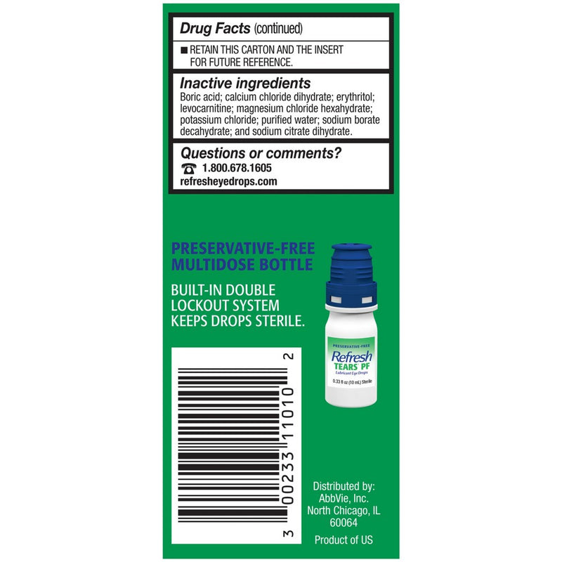 Refresh Tears PF Preservative Free Eye Drops - 0.33 fl oz/10mL