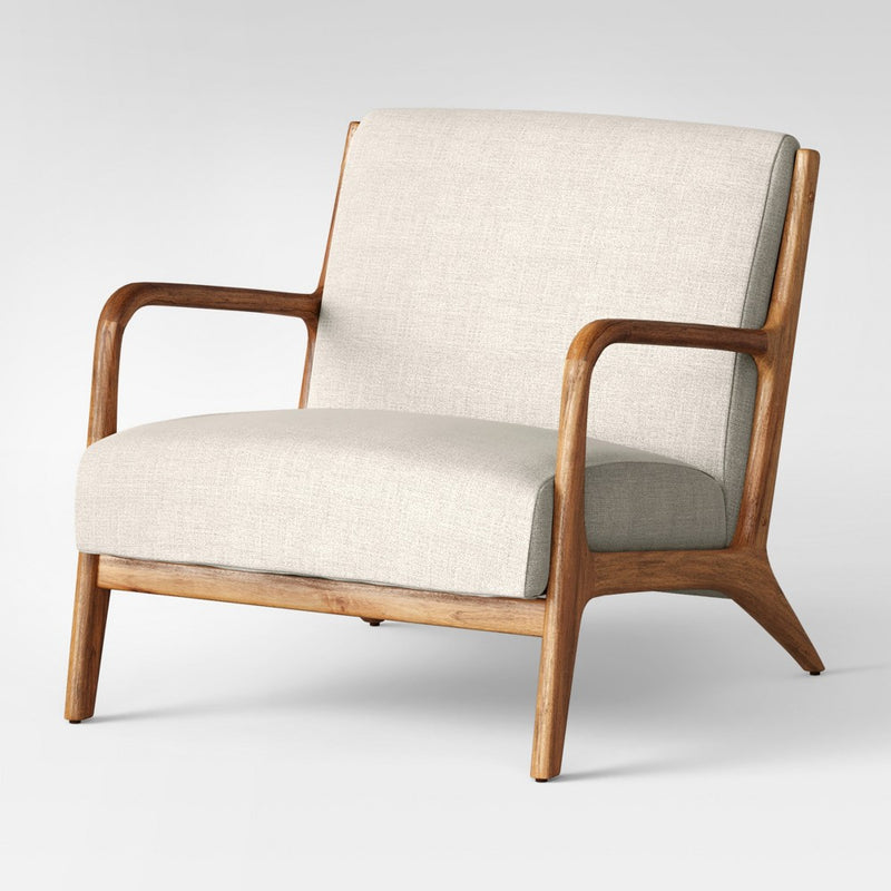 Esters Wood Armchair Husk - Threshold: Upholstered Vintage-Inspired, Comfortable Seating (LOCAL PICKUP ONLY)
