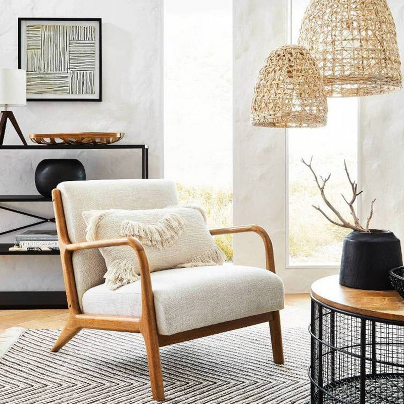 Esters Wood Armchair Husk - Threshold: Upholstered Vintage-Inspired, Comfortable Seating (LOCAL PICKUP ONLY)