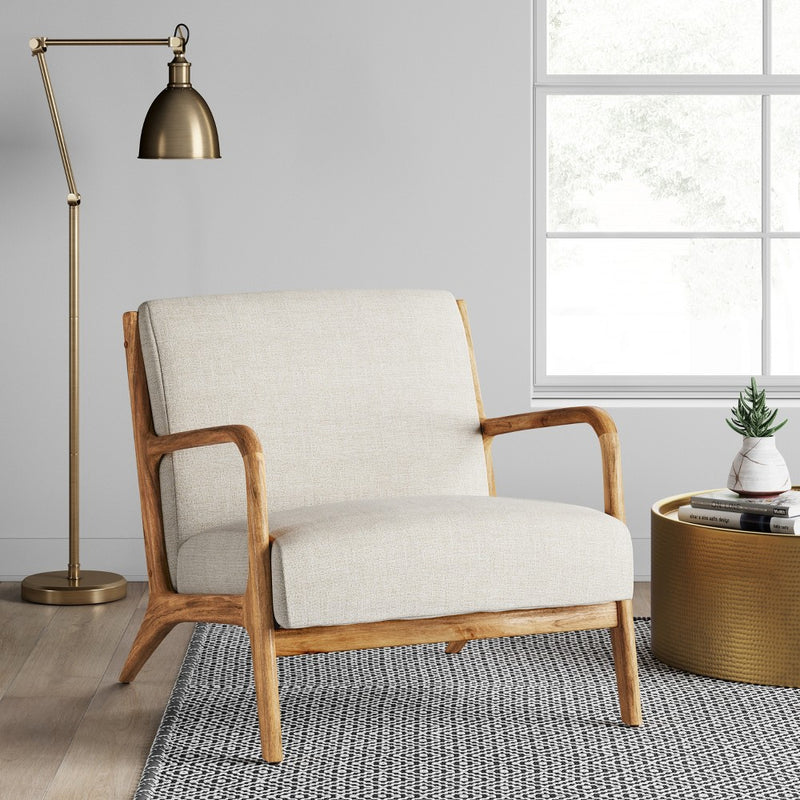 Esters Wood Armchair Husk - Threshold: Upholstered Vintage-Inspired, Comfortable Seating (LOCAL PICKUP ONLY)
