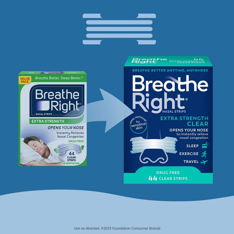 Breathe Right Extra Strength Drug-Free Clear Nasal Strips - 44ct