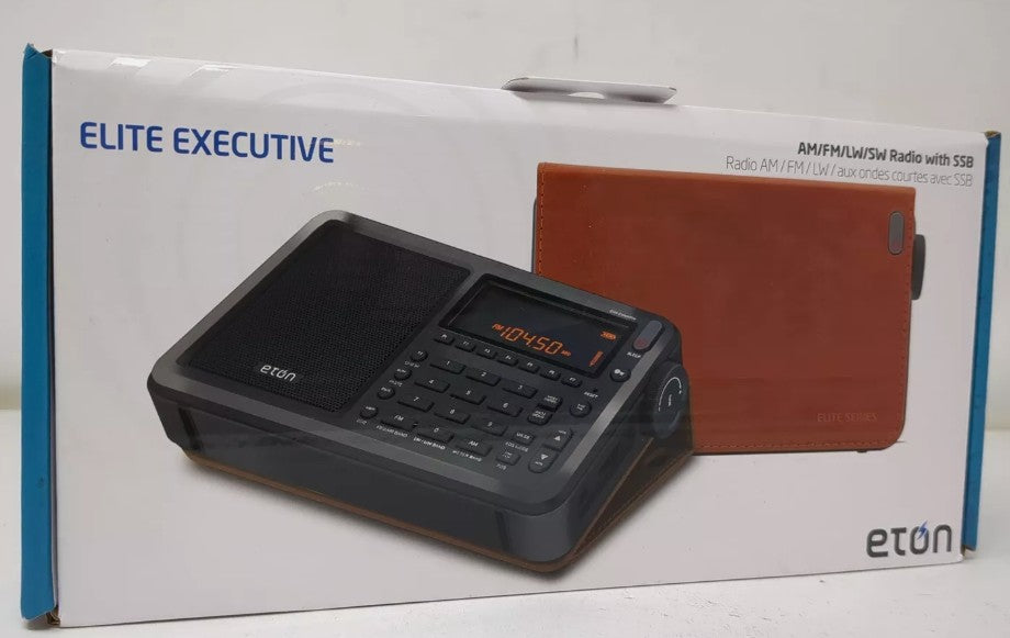 Eton Elite Executive Radio: Portable AM/FM Clock Radio with Built-In Antenna & 3.5mm Jack, Gray