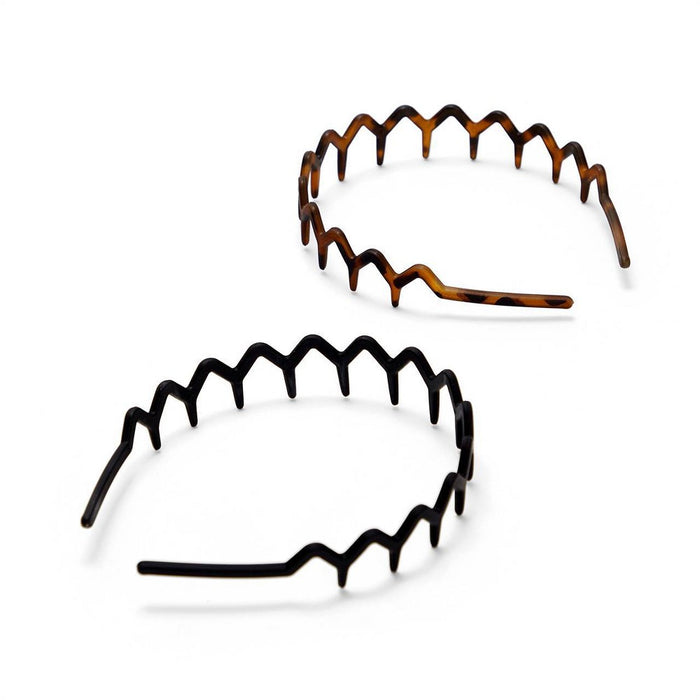 Kitsch Rabs Zig Zag Recycled Headband - Black/Tortoise - 2pk