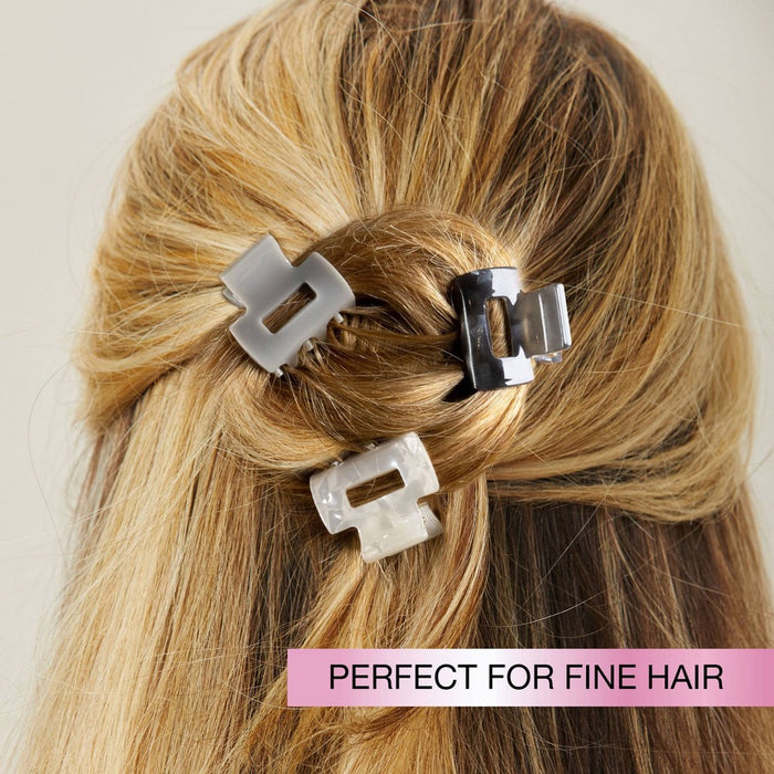 scunci Mini Claw Clips - Neutral Solids and Patterns - Fine Hair - 5pcs
