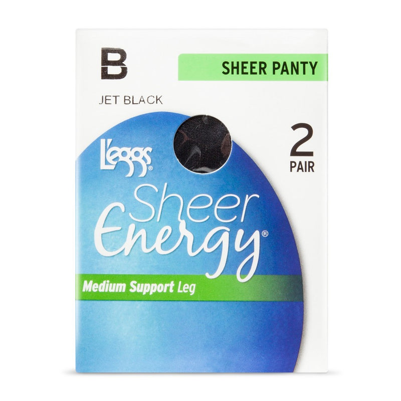 L'eggs Sheer Energy Women's All Sheer 2pk Pantyhose - Jet Black A