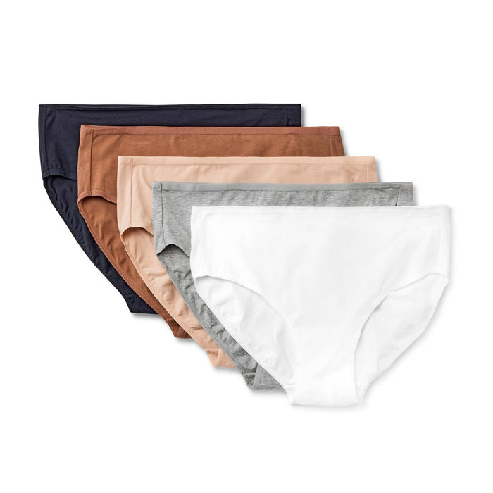 Women's 5pk Cotton Blend Briefs - Dealworthy Assorted Neutral L