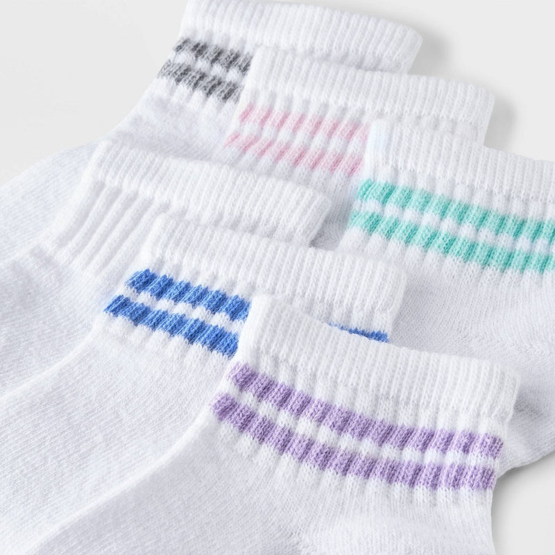 Girls' 10pk Ankle Striped Socks - Cat & Jack M