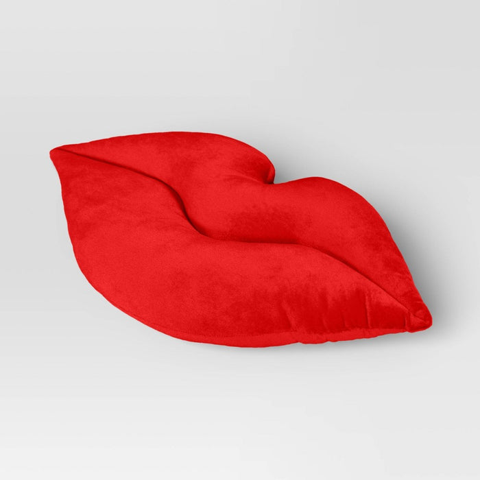 Lips Forever Throw Pillow Berry - Room Essentials: Velvet Novelty Shape, Polyester Fill, Spot Clean, Indoor Use