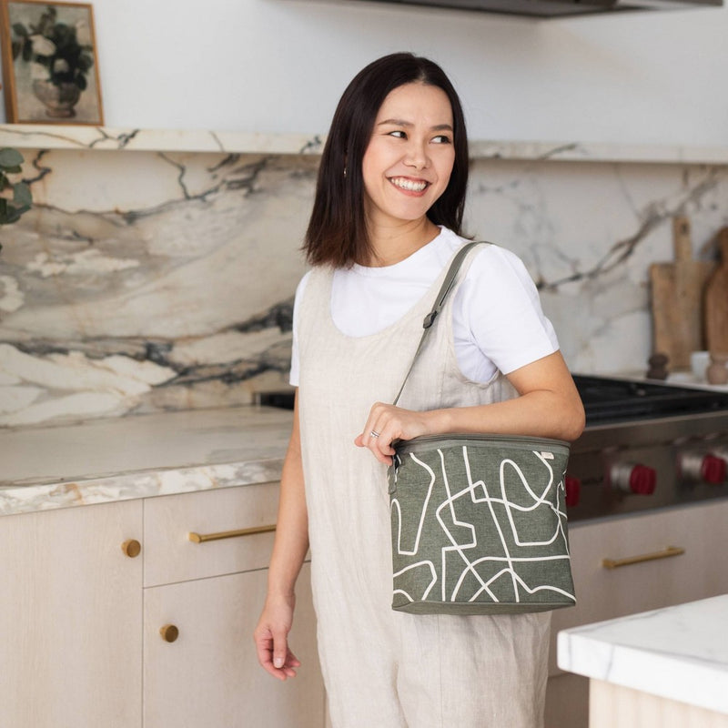 Nourish by SoYoung Lunch Bag - Sage Abstract Lines