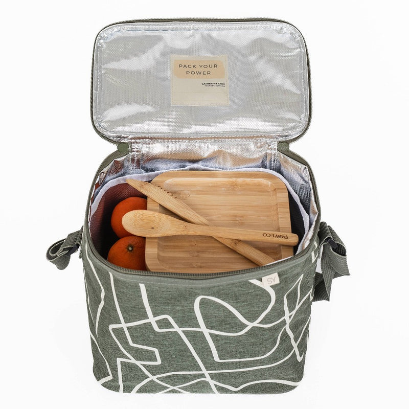 Nourish by SoYoung Lunch Bag - Sage Abstract Lines