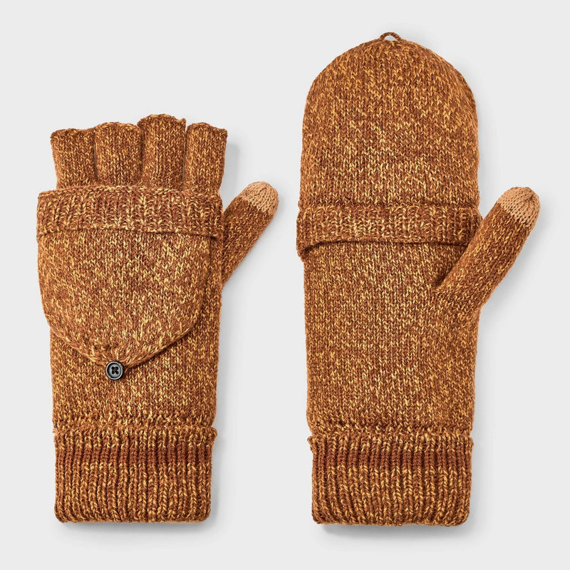 Men's Convertible Flip Top Mittens - Goodfellow & Co Gold One Size Fits Most
