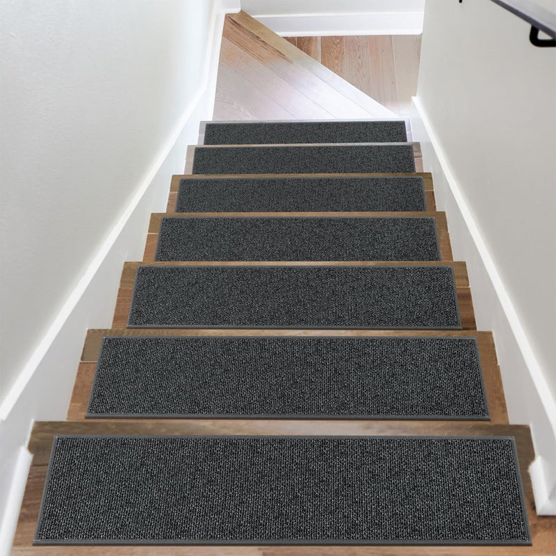 OJIA Carpet Stair Treads Non-Slip Peel And Stick Stair Treads For Wooden Steps Indoor 30"X8" Stair Runners With Reusable Adhesive For Kids, Elders And Dogs, Stair Carpet Treads, Black
