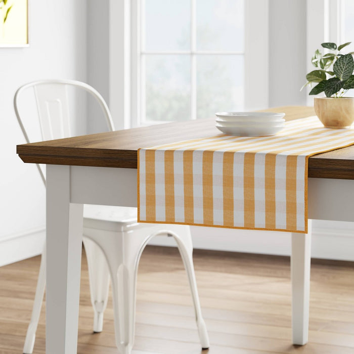 72" x 14" Cotton Gingham Check Table Runner Yellow - Threshold