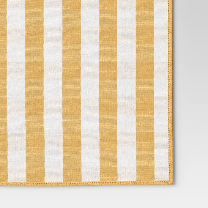 72" x 14" Cotton Gingham Check Table Runner Yellow - Threshold