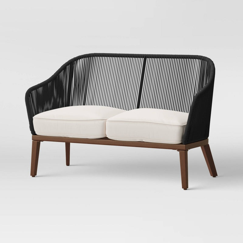Purcell Wood Patio Loveseat - Threshold: DuraSeason Fabric Fabric, Weather-Resistant Patio Furniture (LOCAL PICKUP ONLY)