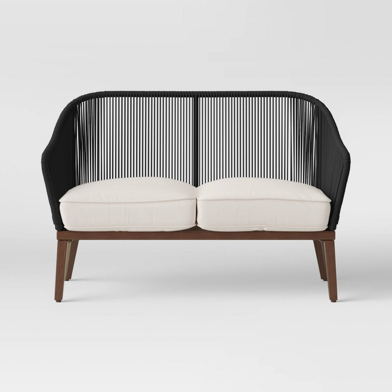 Purcell Wood Patio Loveseat - Threshold: DuraSeason Fabric Fabric, Weather-Resistant Patio Furniture (LOCAL PICKUP ONLY)