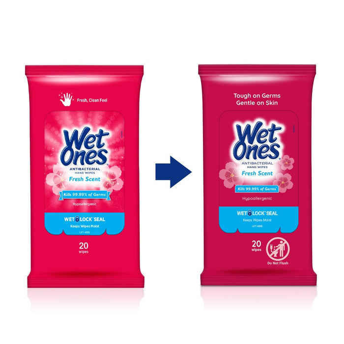 Wet Ones Antibacterial Hand Wipes Travel Pack - Fresh Scent - 20ct