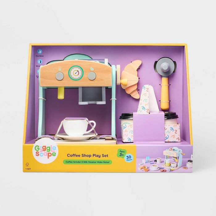 Coffee Shop Play Set - Gigglescape: Pretend Kitchen Accessories, Creative Thinking, 27 Pieces, Ages 3+
