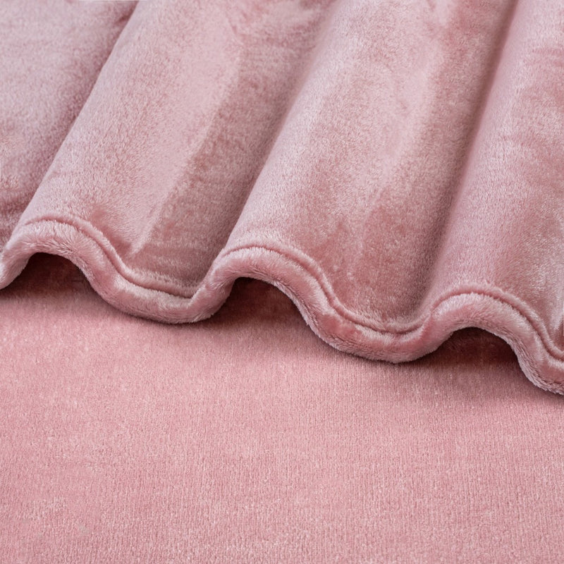 PAVILIA Luxury Fleece Blanket Throw for Bed, Soft Lightweight Plush Flannel Blanket for Sofa Couch , Blush Pink/Throw - 50x60