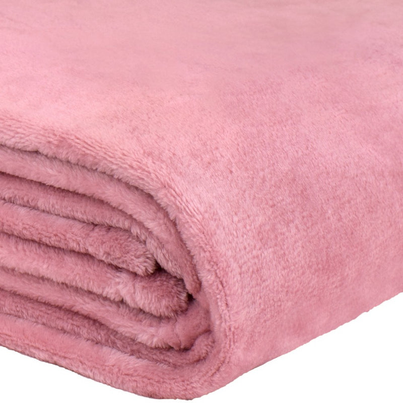 PAVILIA Luxury Fleece Blanket Throw for Bed, Soft Lightweight Plush Flannel Blanket for Sofa Couch , Blush Pink/Throw - 50x60