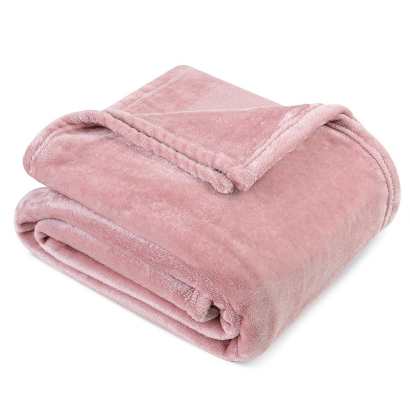PAVILIA Luxury Fleece Blanket Throw for Bed, Soft Lightweight Plush Flannel Blanket for Sofa Couch , Blush Pink/Throw - 50x60