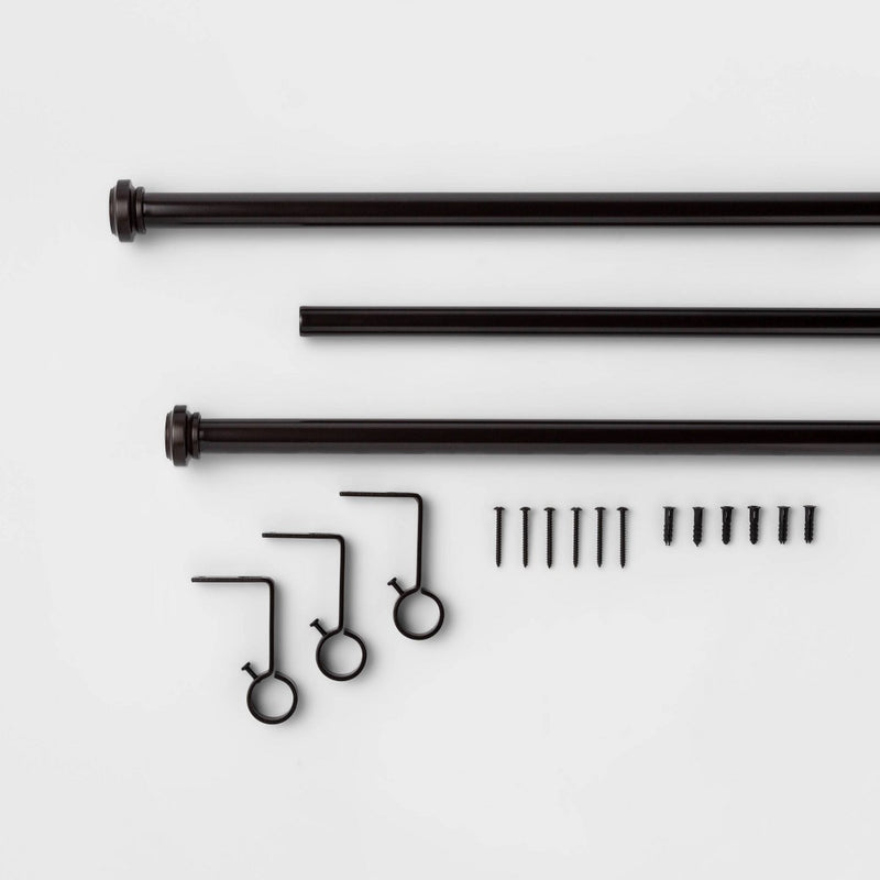 66"-120" Cap Curtain Rod Oil Rubbed Bronze - Threshold: Steel, 0.875" Diameter, Single Rod, 120 Inch Length (LOCAL PICKUP ONLY)