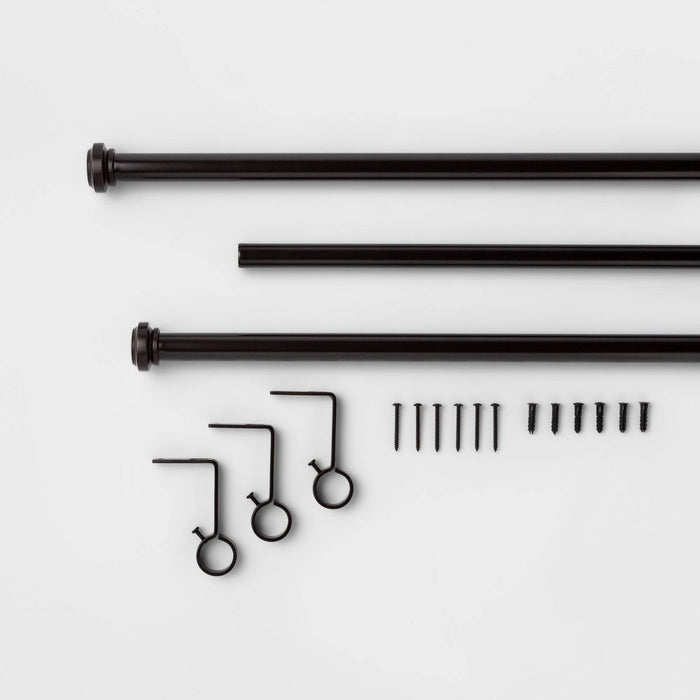 66"-120" Cap Curtain Rod Oil Rubbed Bronze - Threshold: Steel, 0.875" Diameter, Single Rod, 120 Inch Length