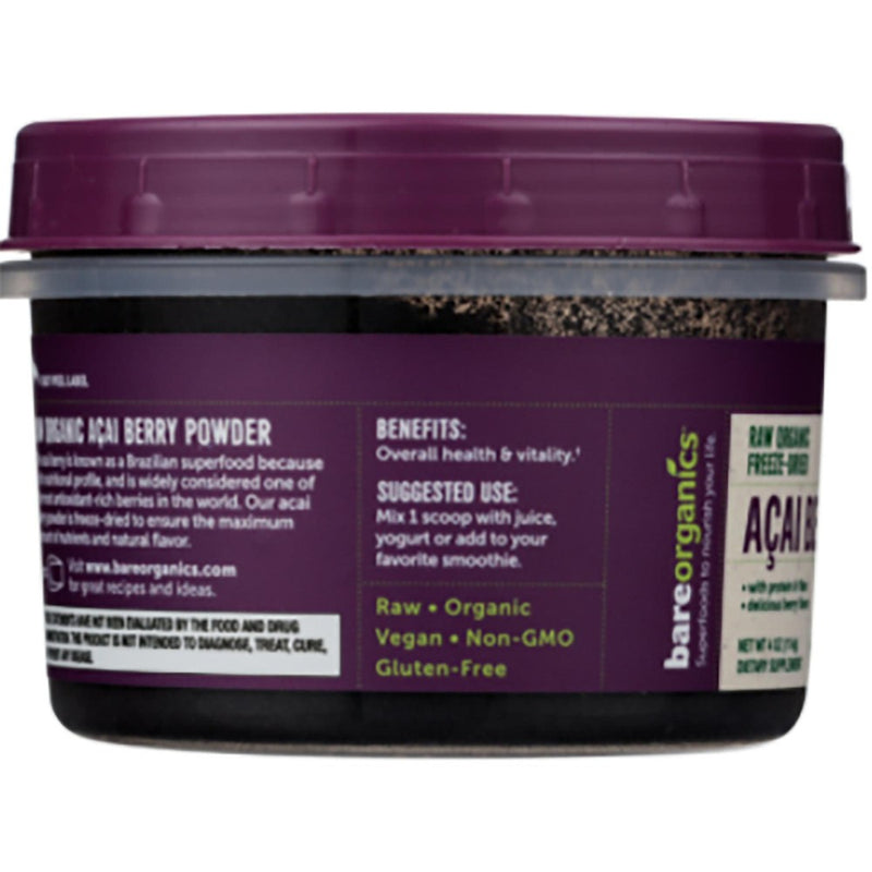 BareOrganics Herbal Supplements Raw Organic Freeze-Dried Acai Berry