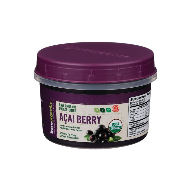 BareOrganics Herbal Supplements Raw Organic Freeze-Dried Acai Berry