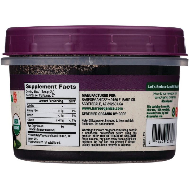 BareOrganics Herbal Supplements Raw Organic Freeze-Dried Acai Berry