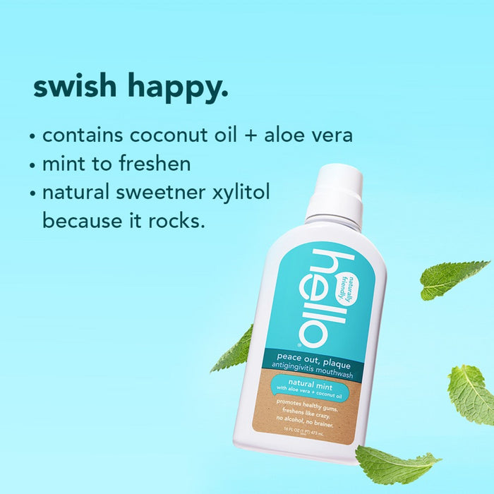 hello Peace Out Plaque Alcohol-Free and Vegan Mouthwash- 16 fl oz