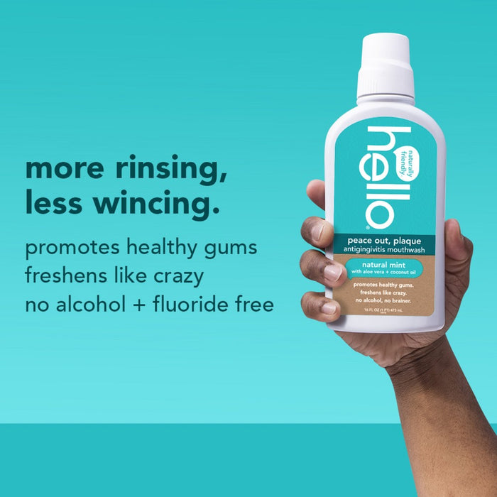 hello Peace Out Plaque Alcohol-Free and Vegan Mouthwash- 16 fl oz