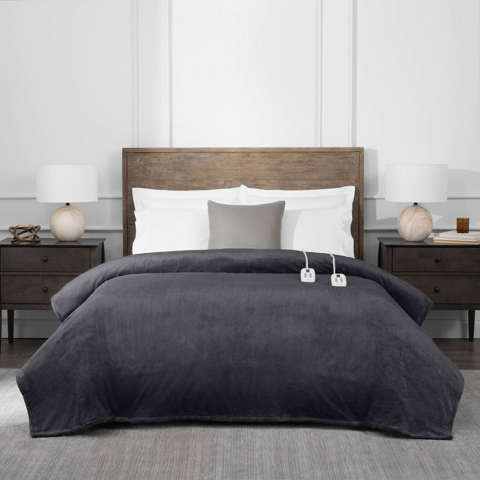 Brookstone Full/Queen Heated Blanket Gray Plush