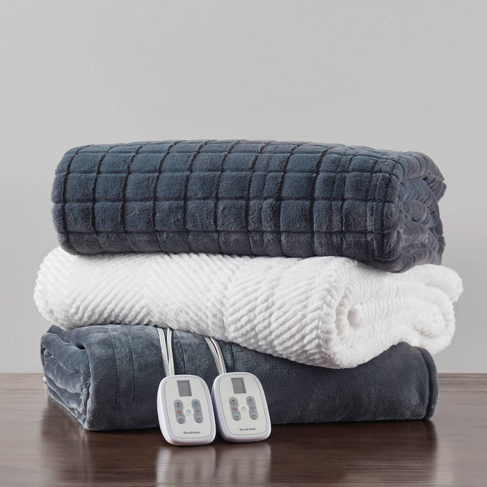 Brookstone Full/Queen Heated Blanket Gray Plush