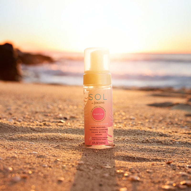 SOL by Jergens Deep Water Mousse, Self Tanner, Tanning Water Foam W/ Coconut, Dye-Free Formula 5 fl oz