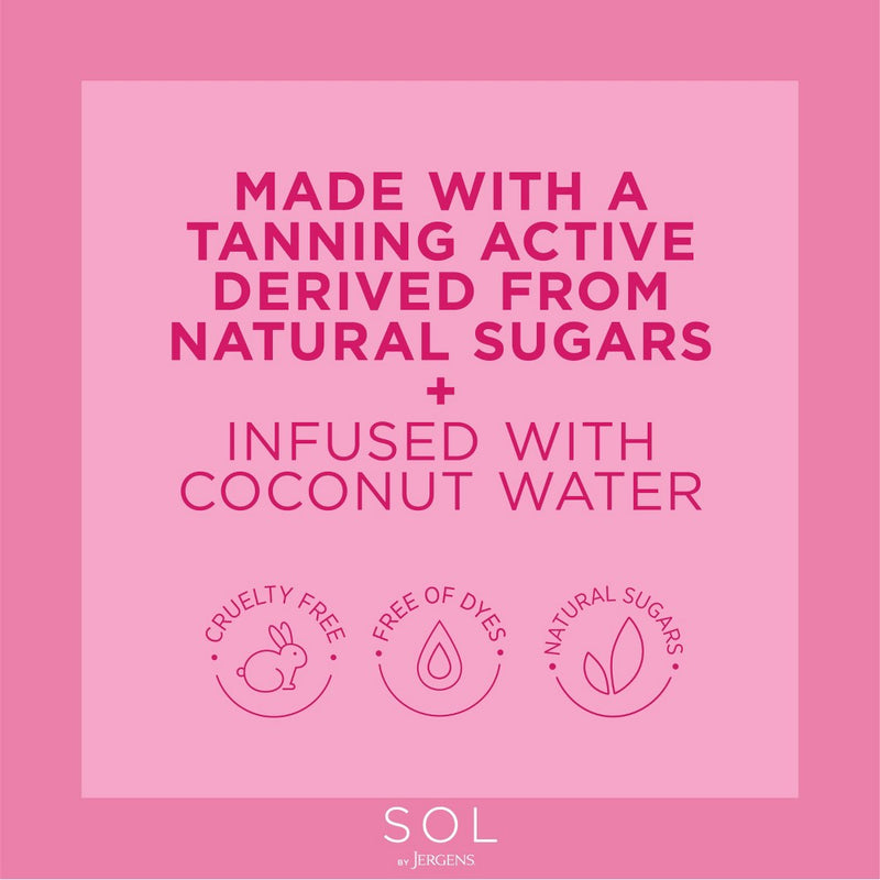 SOL by Jergens Deep Water Mousse, Self Tanner, Tanning Water Foam W/ Coconut, Dye-Free Formula 5 fl oz
