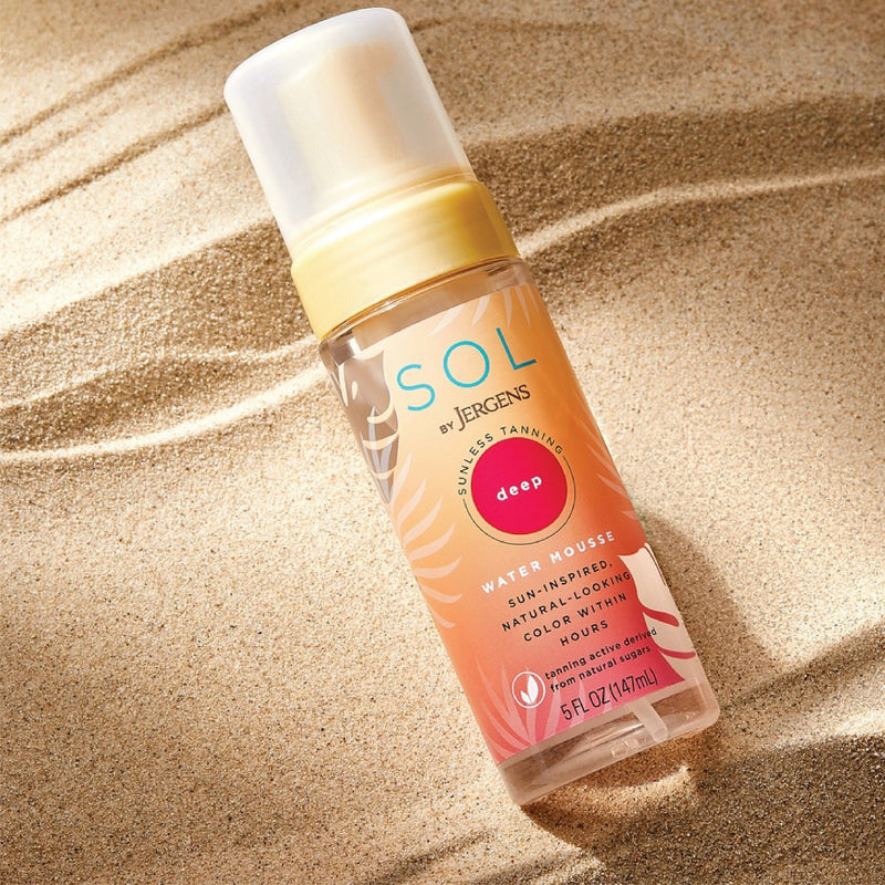 SOL by Jergens Deep Water Mousse, Self Tanner, Tanning Water Foam W/ Coconut, Dye-Free Formula 5 fl oz