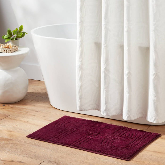 Tonal Geo Non-Slip Bath Rug Wine - Threshold