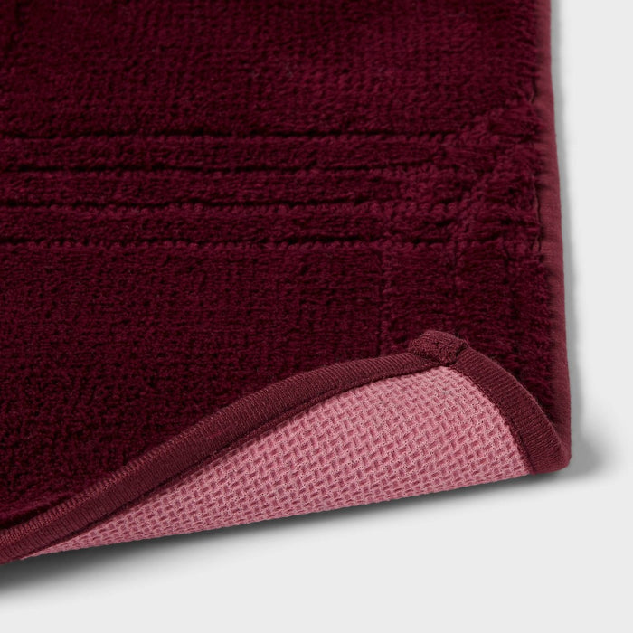 Tonal Geo Non-Slip Bath Rug Wine - Threshold