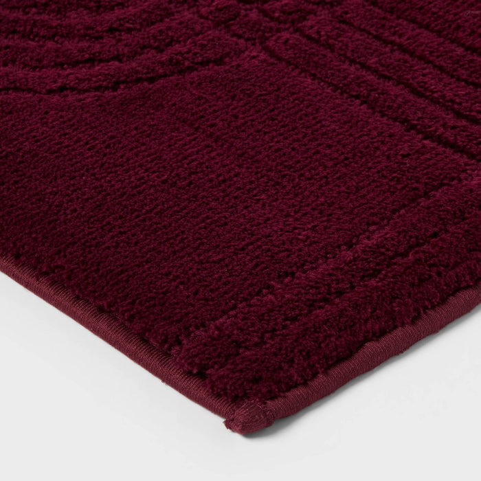 Tonal Geo Non-Slip Bath Rug Wine - Threshold