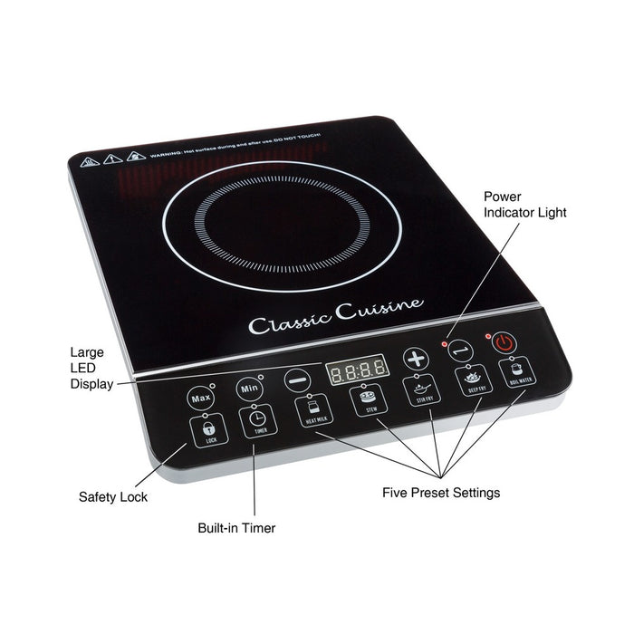Hastings Home Countertop 1800W Single Burner Induction Cooktop