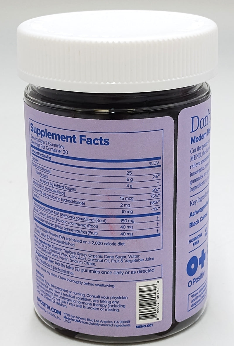 O Positiv MENO Menopause Gummy Vitamins w/ Black Cohosh & Ashwagandha 10/26