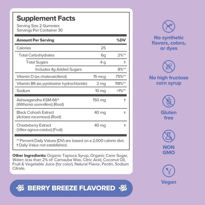 O Positiv MENO Menopause Gummy Vitamins for Women with Black Cohosh & Ashwagandha - 60ct