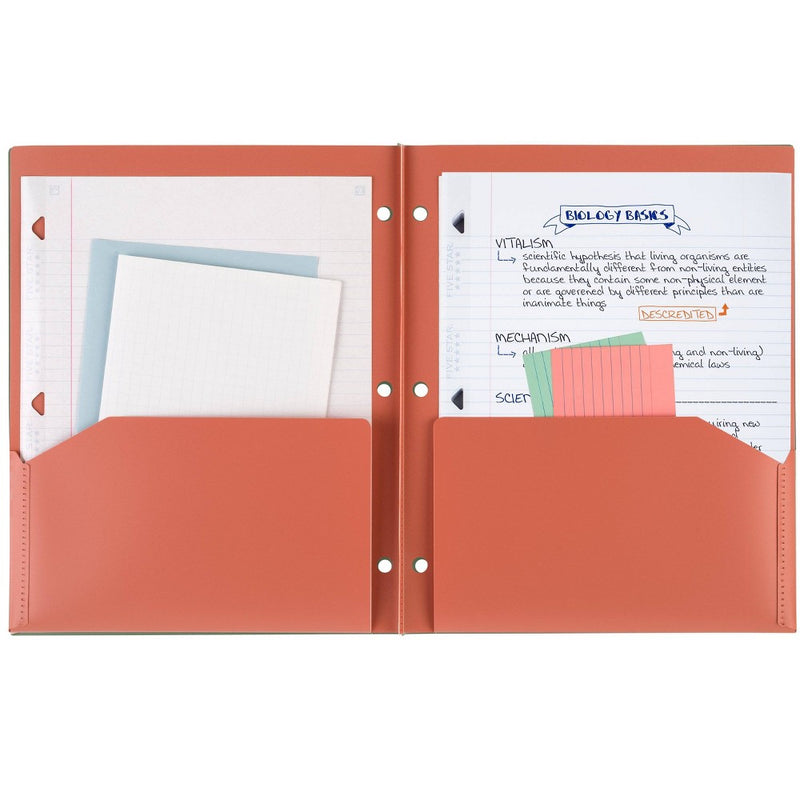 Five Star 2 Pocket Plastic Folder Recycled Plastic Zion Clay: Polypropylene, 3 Hole Punched, 150 Sheet Capacity