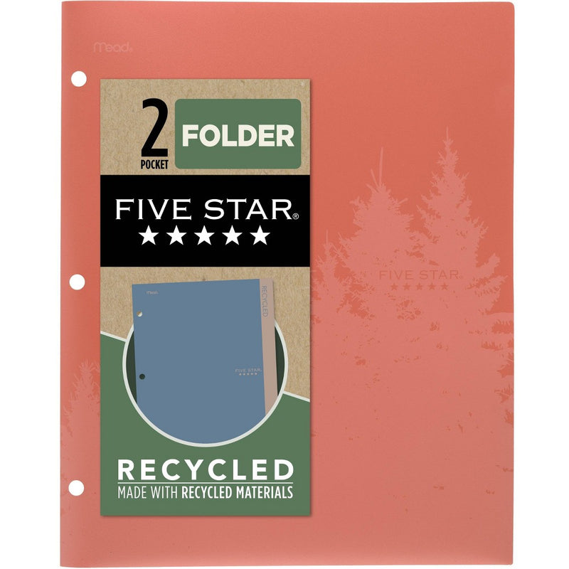 Five Star 2 Pocket Plastic Folder Recycled Plastic Zion Clay: Polypropylene, 3 Hole Punched, 150 Sheet Capacity