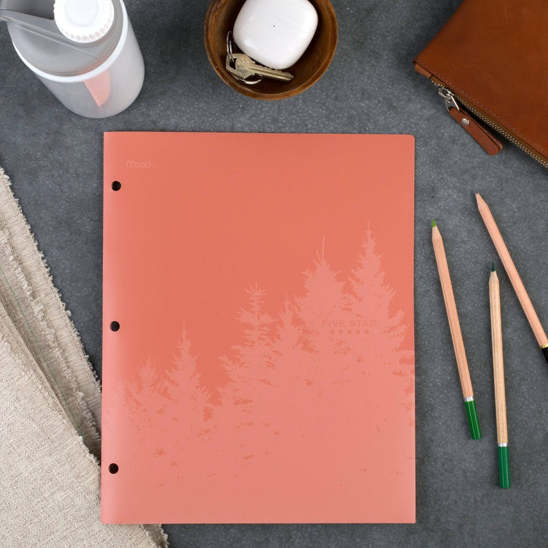 Five Star 2 Pocket Plastic Folder Recycled Plastic Zion Clay: Polypropylene, 3 Hole Punched, 150 Sheet Capacity