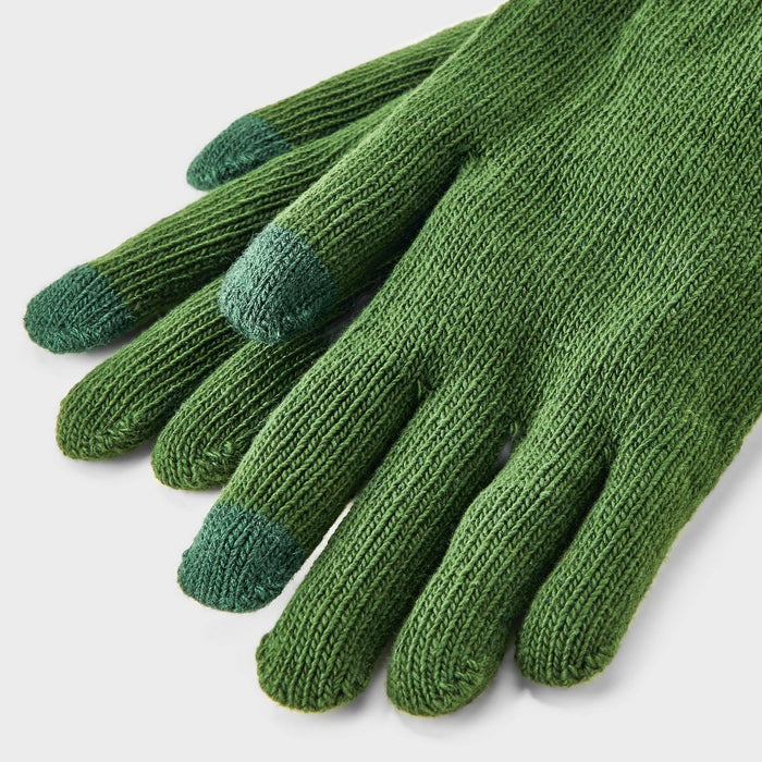 Men's Knit Tech Touch Gloves - Goodfellow & Co Dark Green One Size Fits Most